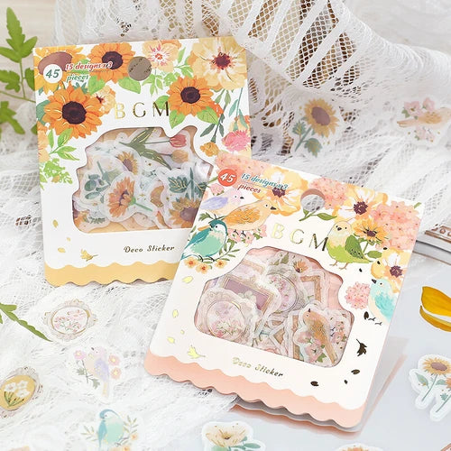 BGM Foil Stamping Stickers- Flower Birds