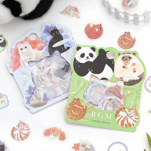 BGM Foil Stamping Stickers- Cat Flowers