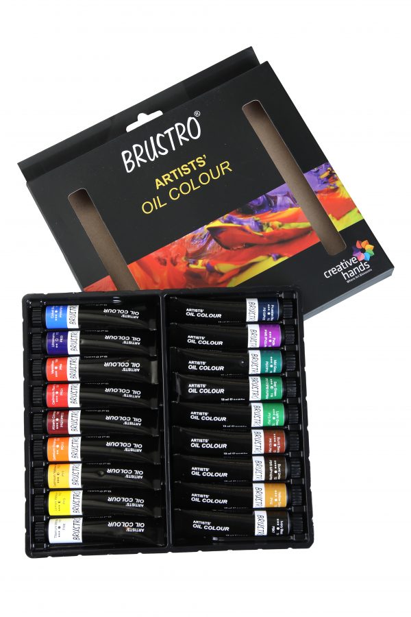 BRUSTRO Artists’ Oil Colour Set of 18 Colours X 12ML Tubes