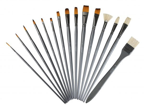 Brustro Artists Mixed Hair Brush Set with PU Bag (Pack of 15)