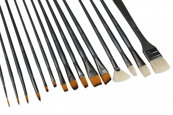 Brustro Artists Mixed Hair Brush Set with PU Bag (Pack of 15)
