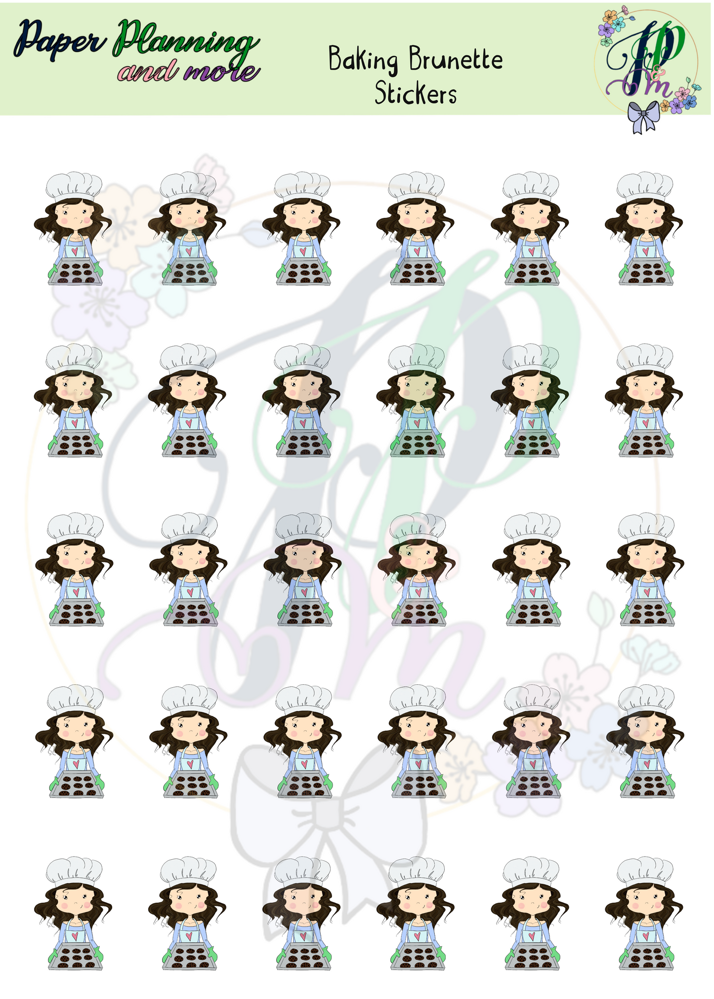 Baking Brunette Sticker Sheet