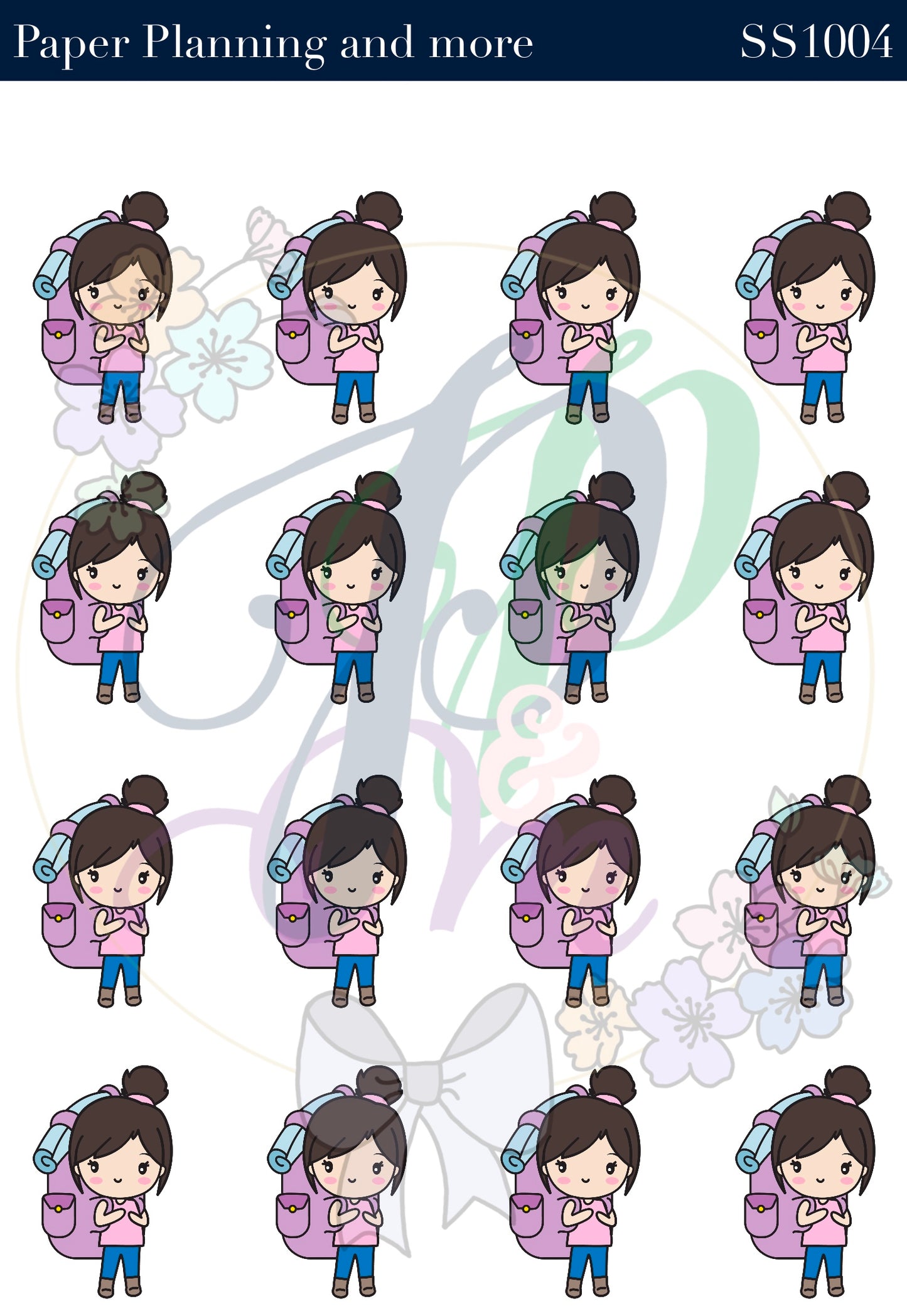 Camping Brunette Sticker Sheet