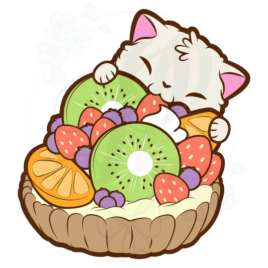 Cat Flan Die Cut Sticker