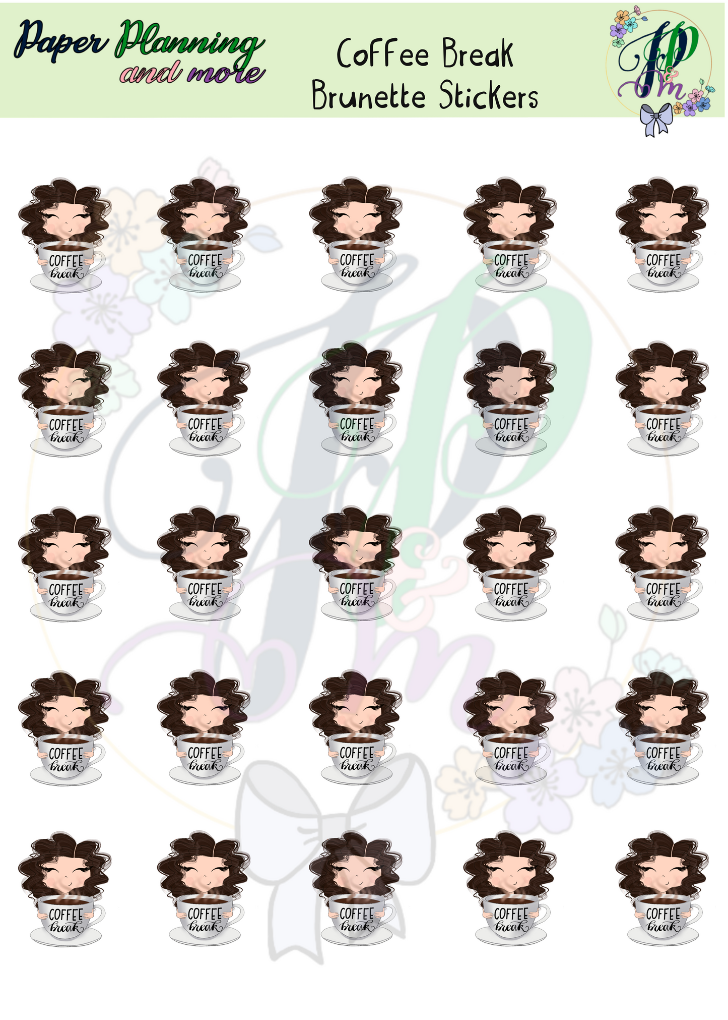 Coffee Break Brunette Sticker Sheet