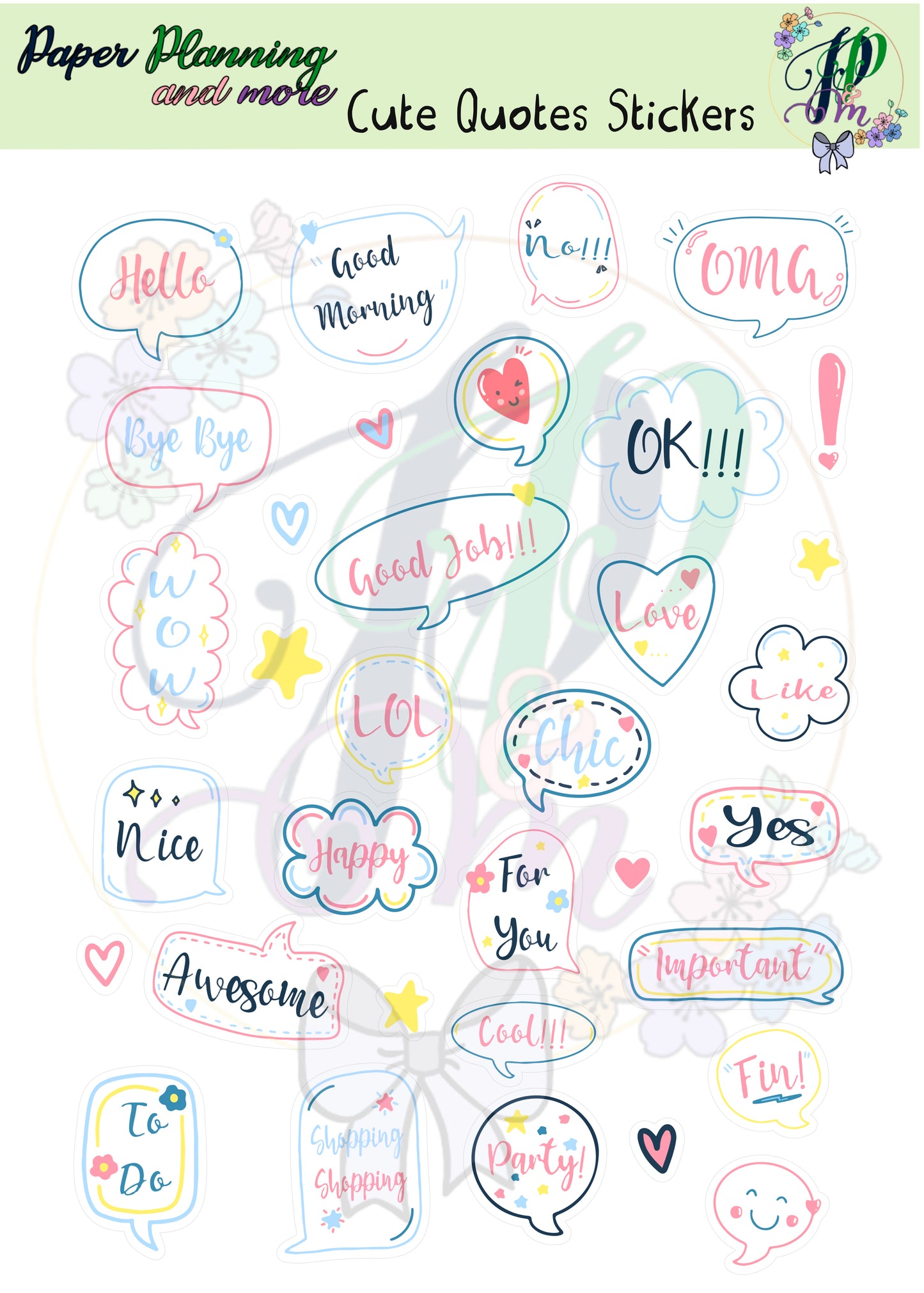 Cute Quote Sticker Sheet