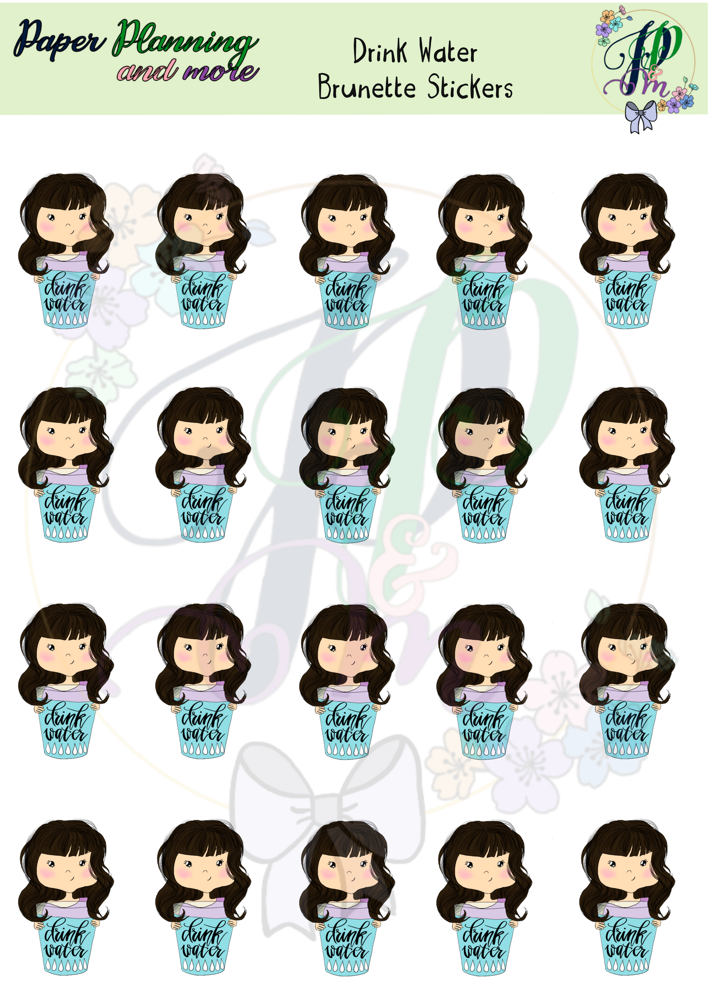 Drink Water Brunette Sticker Sheet
