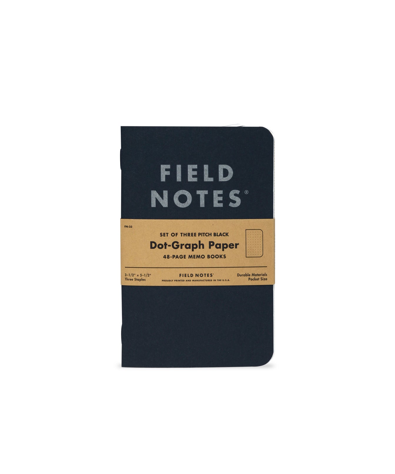 Field Notes: 3 PACK PITCH BLACK MEMO BOOK (DOT-GRAPH)