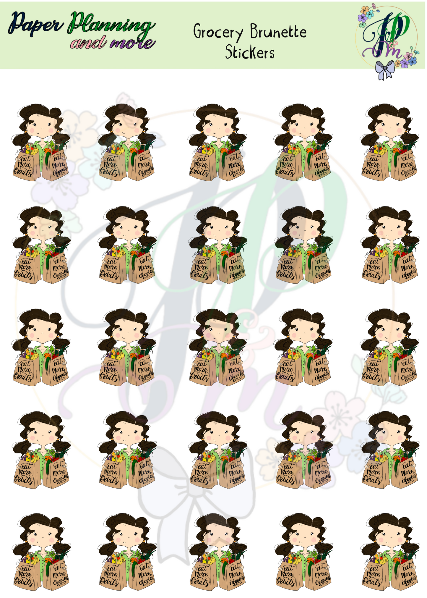 Grocery Brunette Sticker Sheet