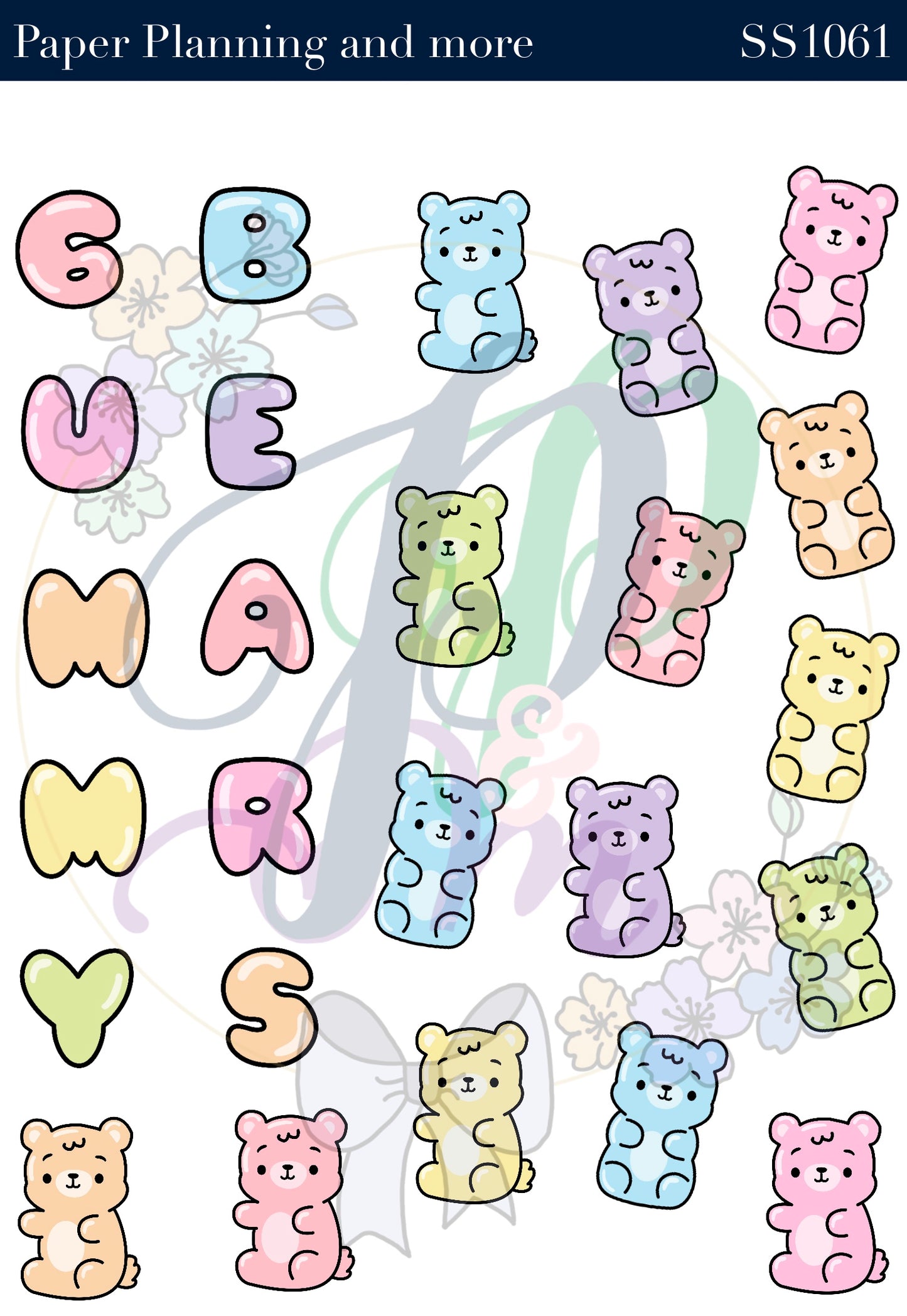 Gummy Bears- Pastel Sticker Sheet