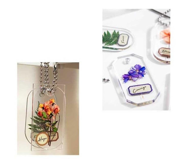 Dried Flowers Transparent Acrylic Charm
