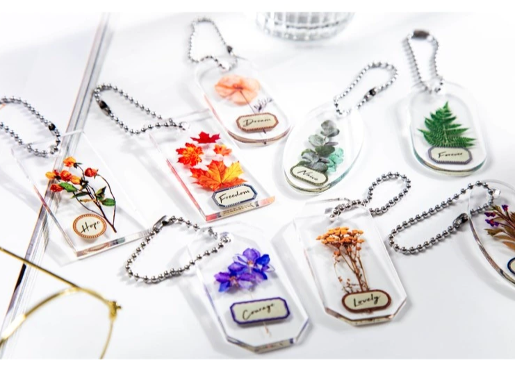 Dried Flowers Transparent Acrylic Charm