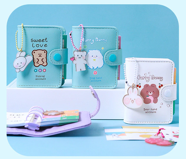 Kawaii Vegan Leather Padded Mini Ring Binder Set