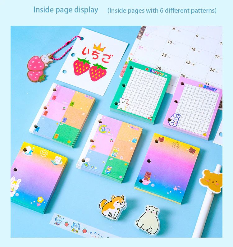 Kawaii Vegan Leather Padded Mini Ring Binder Set