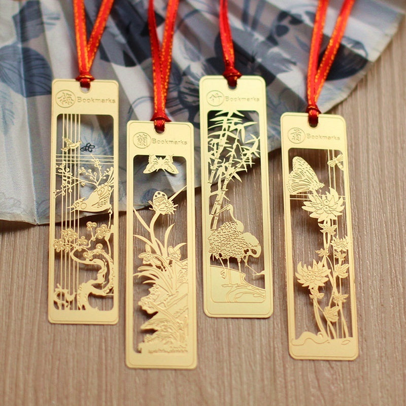 Vintage Crane Metal Bookmark