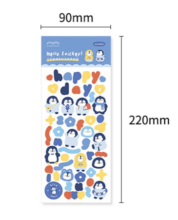 Happy Day Penguin Glitter PET Sticker