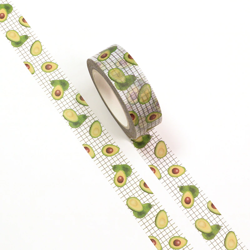 Avocado on White Grid Washi Tape