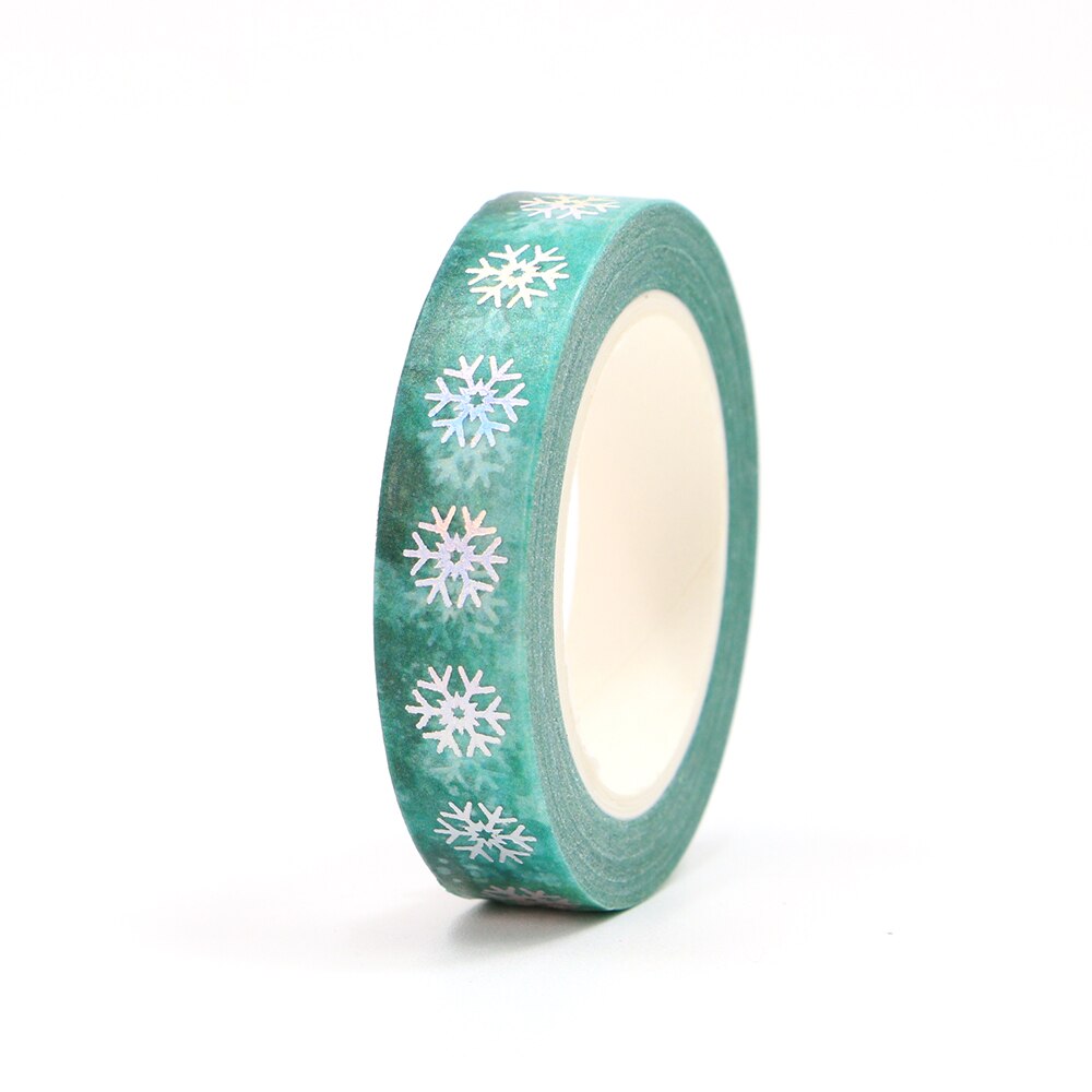 Silver Foiled Snowflake Green Washi Tape
