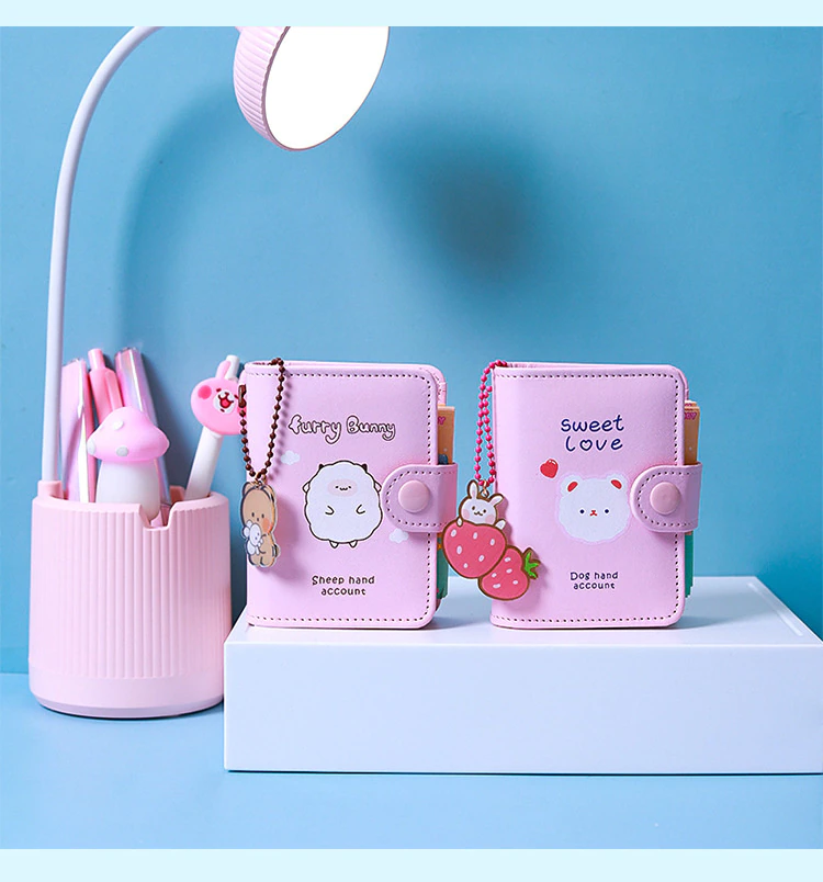 Kawaii Vegan Leather Padded Mini Ring Binder Set