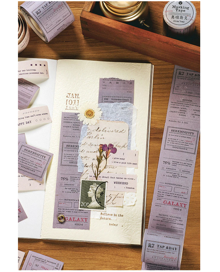 Retro Text Border Washi Tape