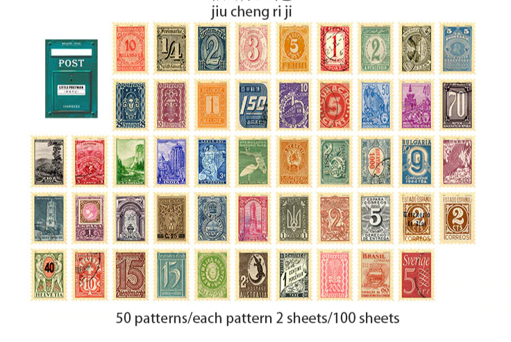 Little Postbox Retro Stamp Sticker Series