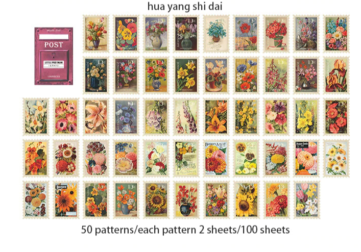 Little Postbox Retro Stamp Sticker Series