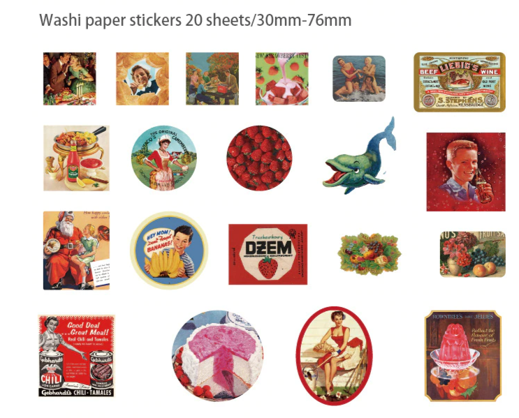 Multi-material Journaling Retro Stickers - Retro Advertisements