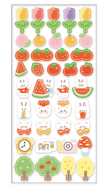 Tulips and Fruits Glitter PET Sticker