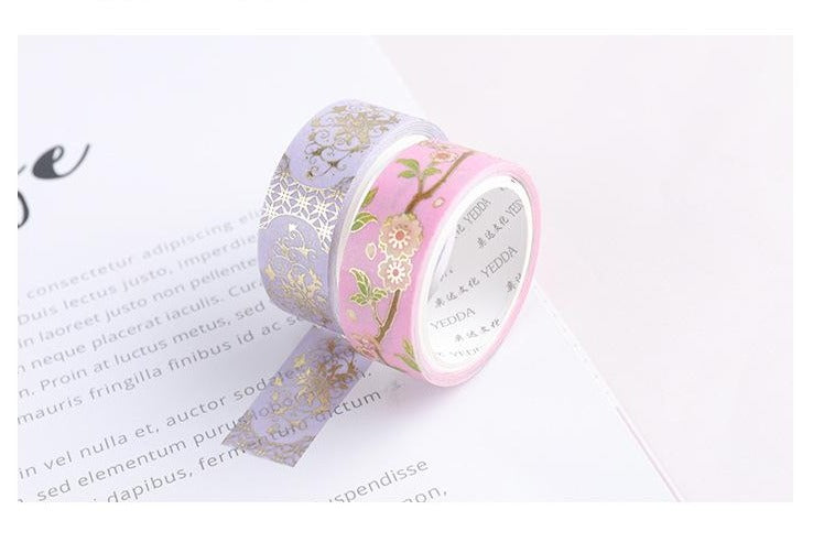 Blooming Flowers Gold Foiled Washi Tape