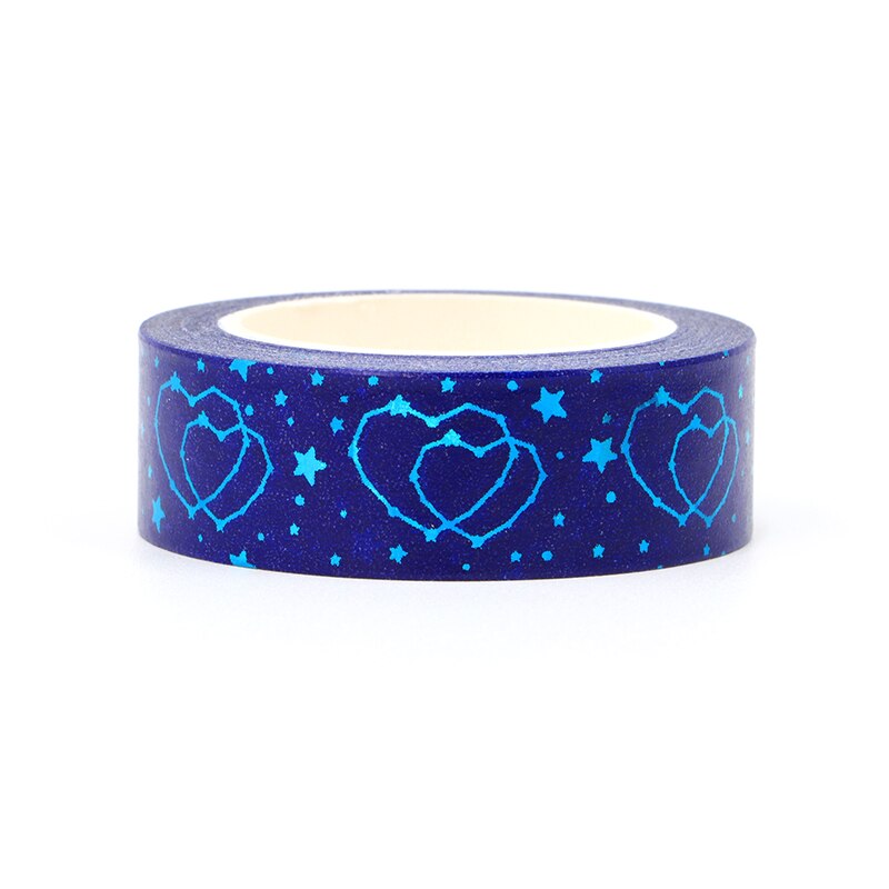 Blue Foiled Hearts Washi Sample