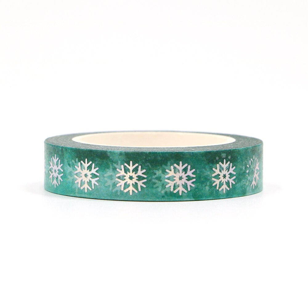 Silver Foiled Snowflake Green Washi Tape