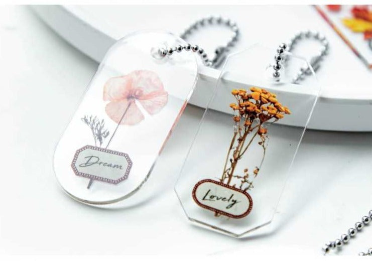 Dried Flowers Transparent Acrylic Charm