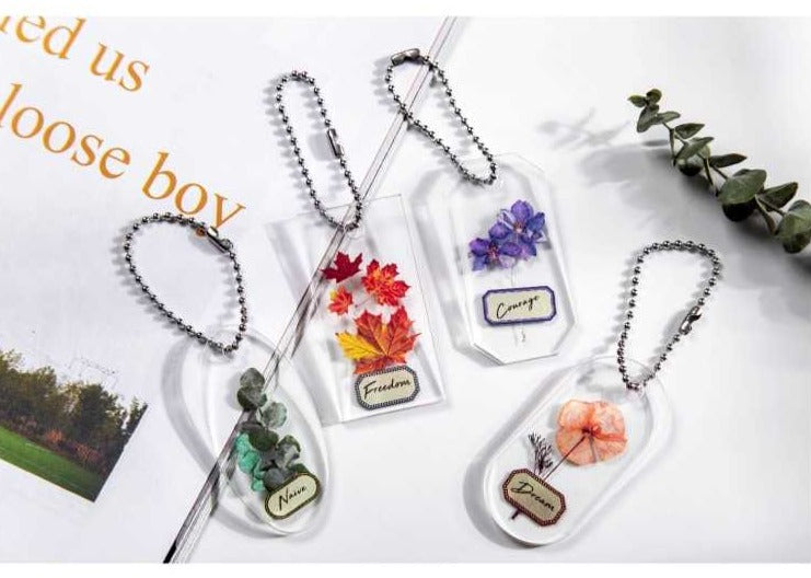 Dried Flowers Transparent Acrylic Charm