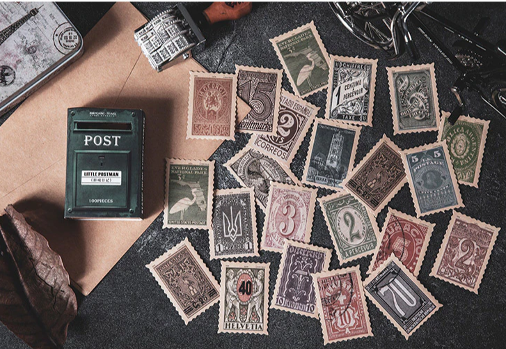 Little Postbox Retro Stamp Sticker Series