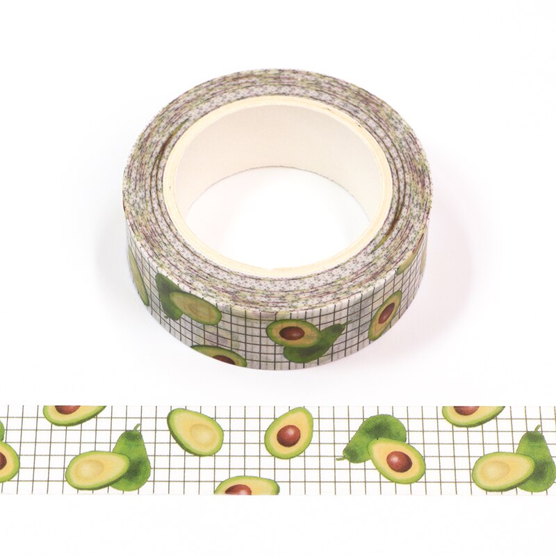 Avocado on White Grid Washi Tape