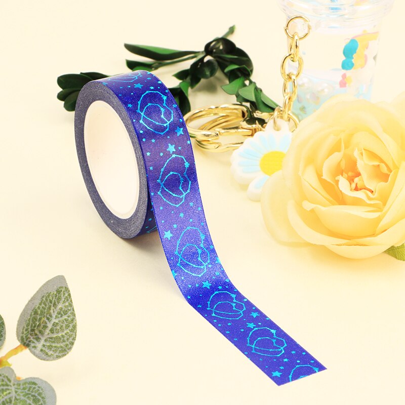 Blue Foiled Hearts Washi Sample