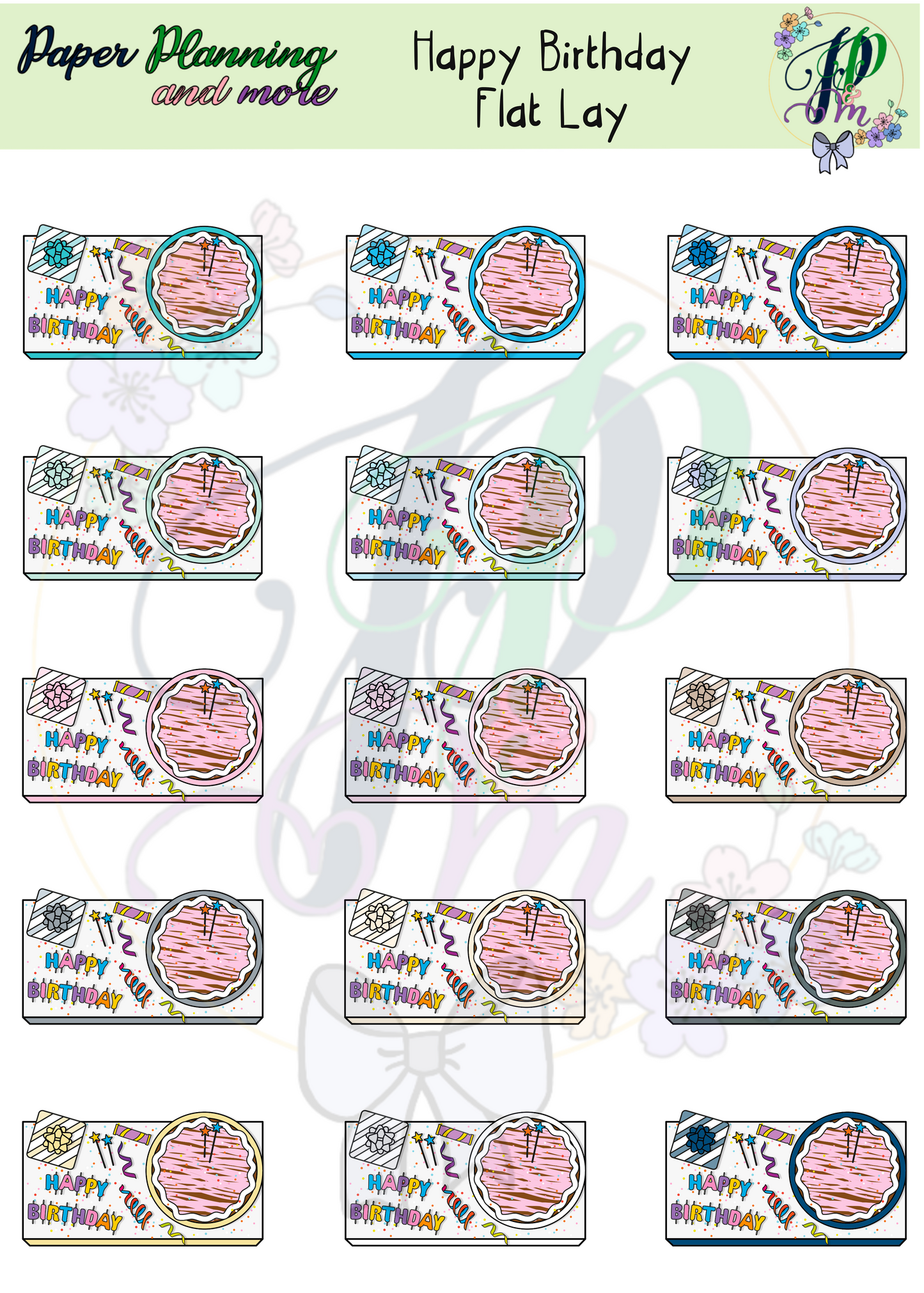 Happy Birthday Flat Lay Sticker Sheet