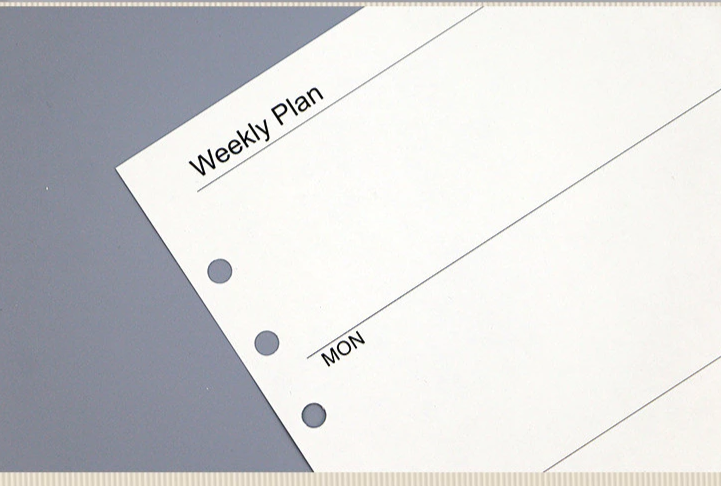Transparent Ring Binder Inserts- Weekly Plan