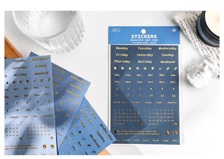 Calendar Foiled Stickers