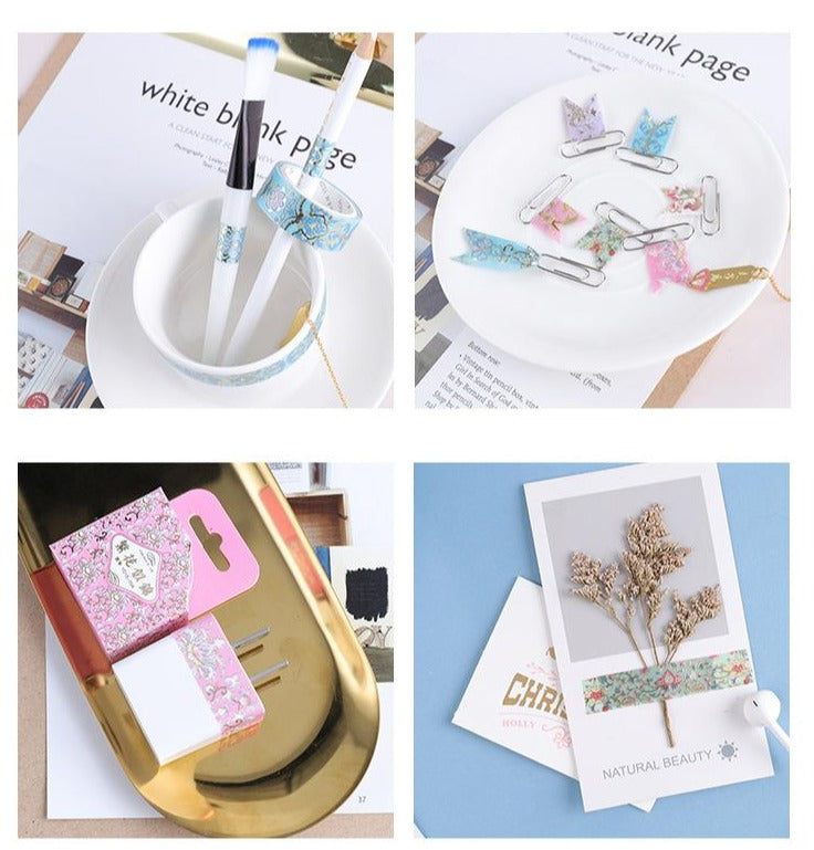 Blooming Flowers Gold Foiled Washi Tape