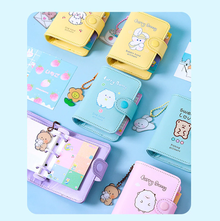 Kawaii Vegan Leather Padded Mini Ring Binder Set