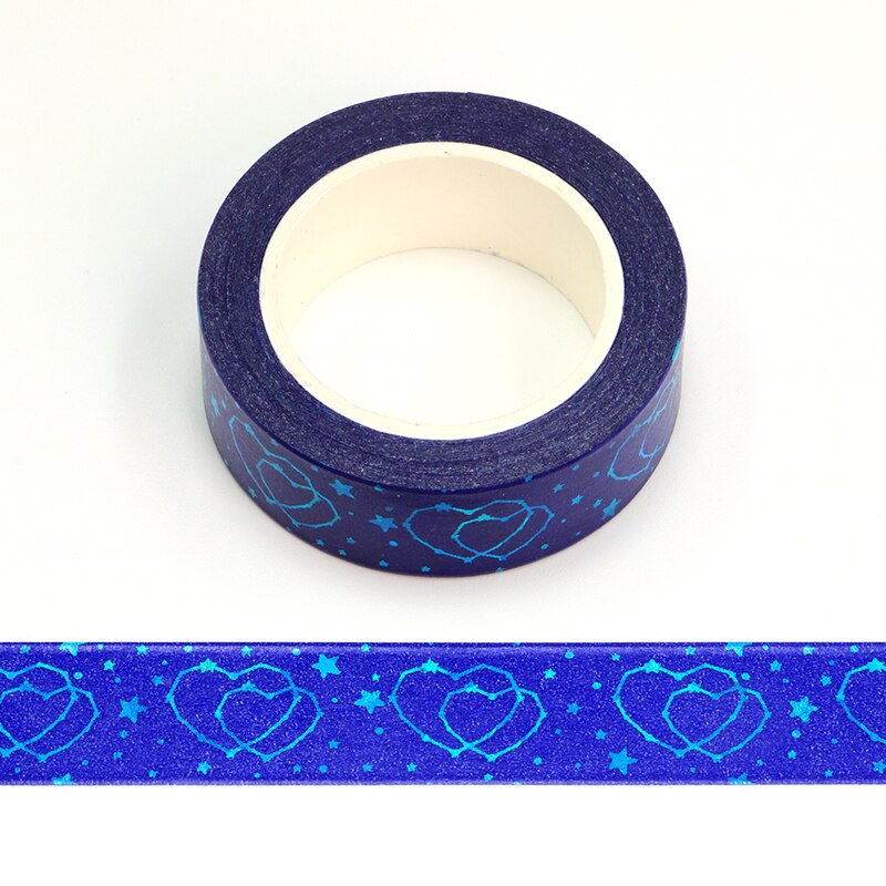Blue Foiled Hearts Washi Sample