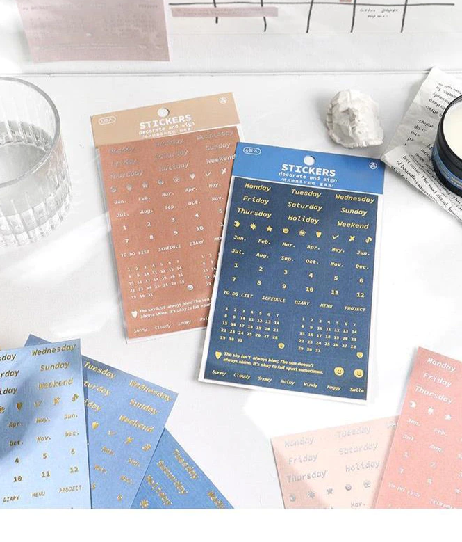 Calendar Foiled Stickers
