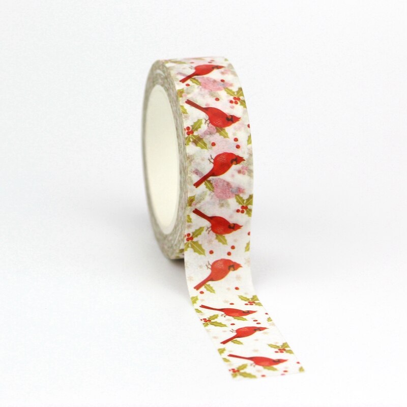 Red Cardinal Birds Washi Tape Sample