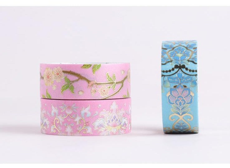 Blooming Flowers Gold Foiled Washi Sample