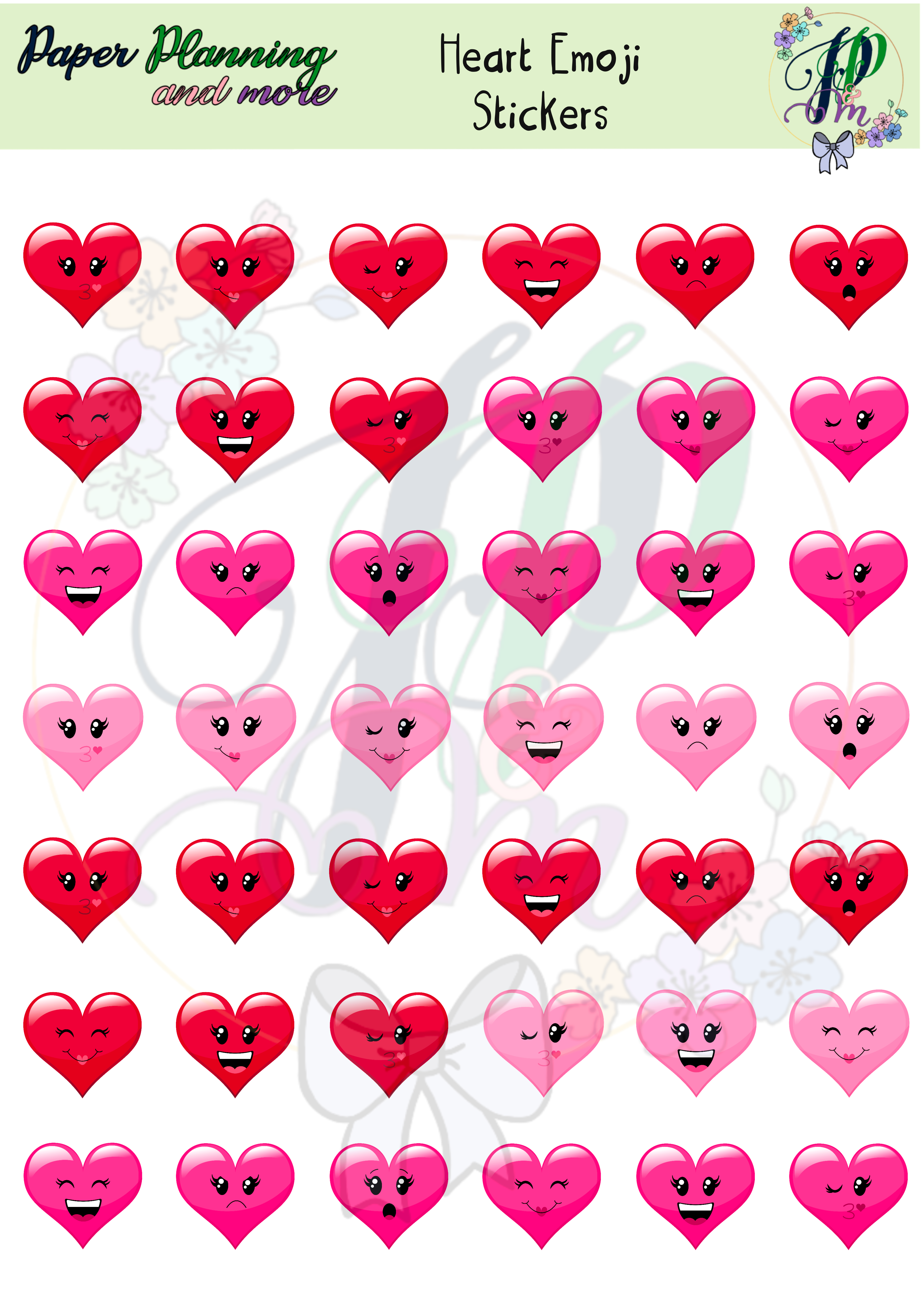Heart Emoji Sticker Sheet - Main Image