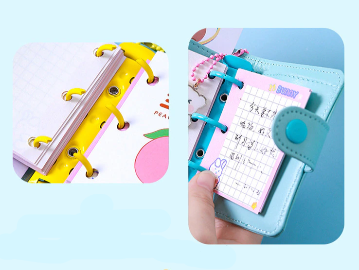 Kawaii Vegan Leather Padded Mini Ring Binder Set