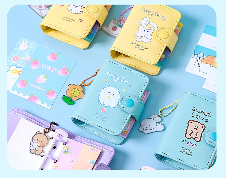 Kawaii Vegan Leather Padded Mini Ring Binder Set
