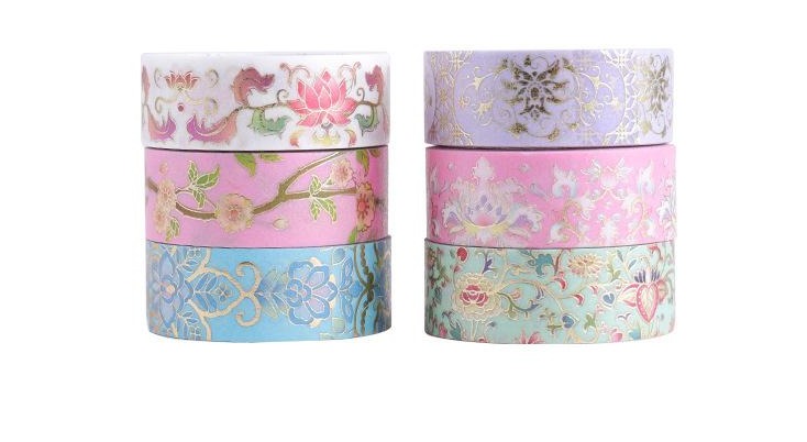 Blooming Flowers Gold Foiled Washi Tape