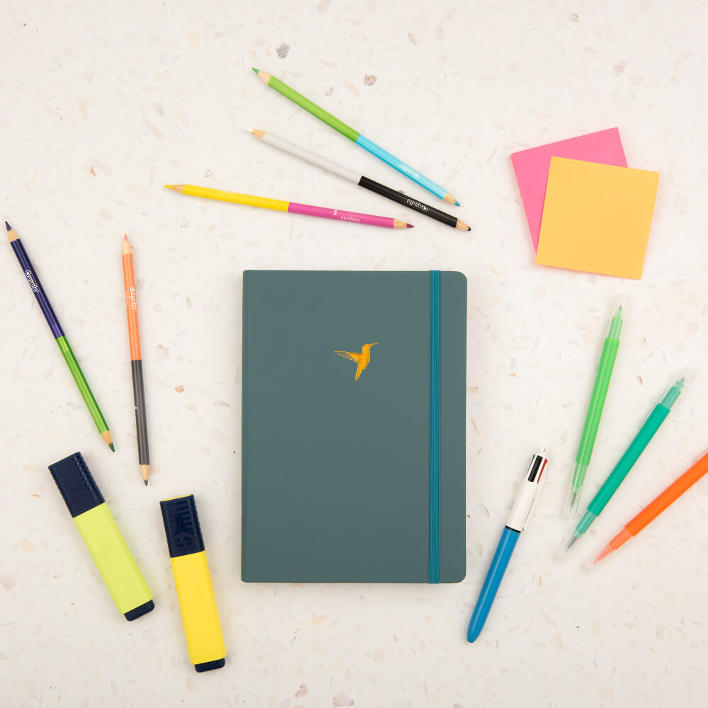 Yop & Tom A5 DOT GRID JOURNAL - HUMMINGBIRD - DEEP OCEAN